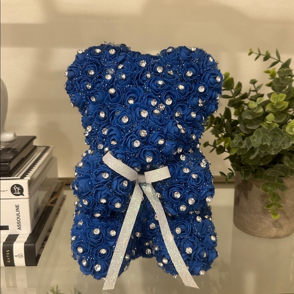 Handmade Bear with Roses and Rhinestones - Picture 4 of 11